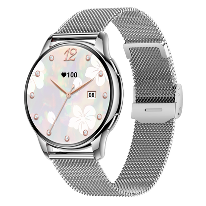 Activa Luna női okosóra bluetooth, ezüst fém színű, fém óraszíjjal